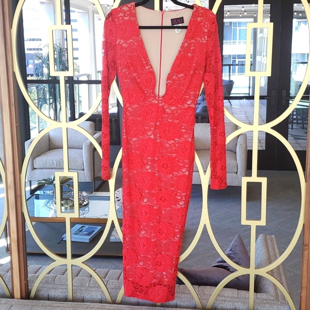 Red lace dress